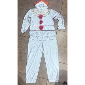 NWT IT Ch 2 Pennywise Scary Clown Hooded Halloween Costume Mens M White Horror